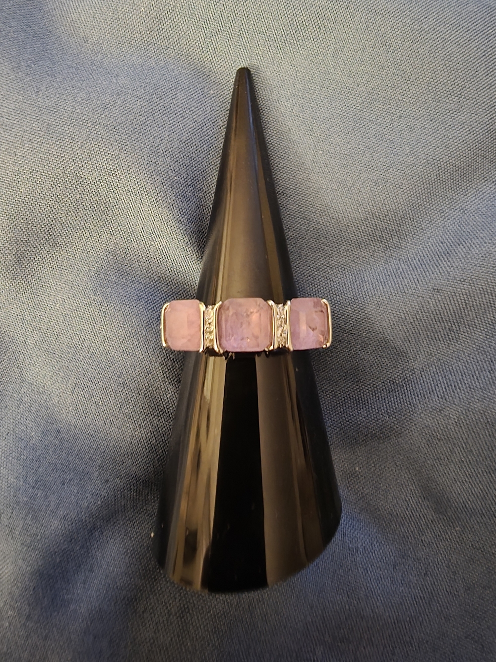 BP Unbranded Pink Stone Trio Ring in Silver Tone
